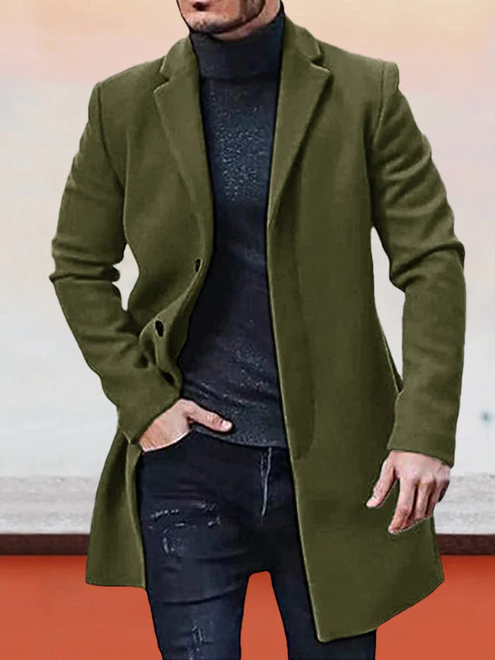 Men's Tailored Overcoat with Single-Breasted Design | L&S - 4 - London-stylehouse.com