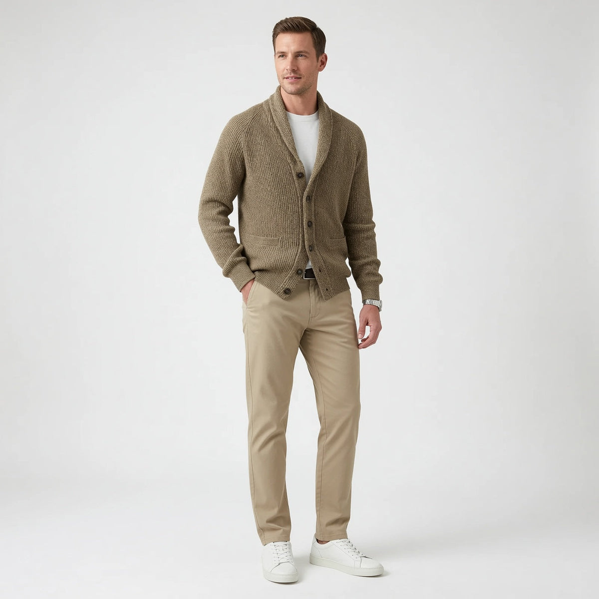 Herren Cardigan mit Revers und Knopfverschluss | A&Z - 10 - Atelier-Zofia