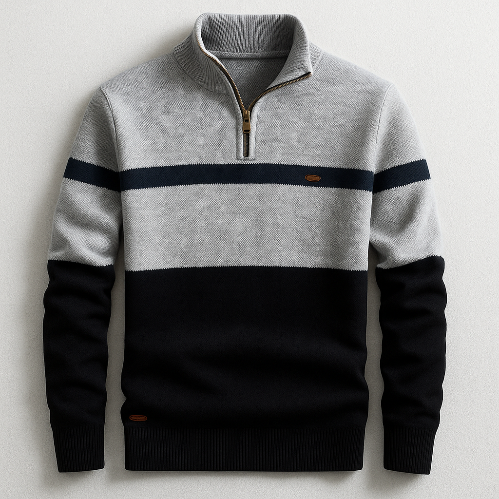 Pullover męski z kołnierzem stójkowym i zamkiem błyskawicznym | L&V - 6 - Livia-Moda