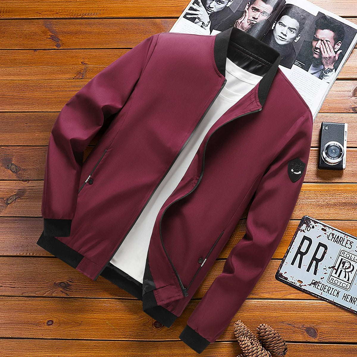 Męska kurtka bomber z nowoczesnym krojem i praktycznymi kieszeniami | L&V - 4 - Livia-Moda