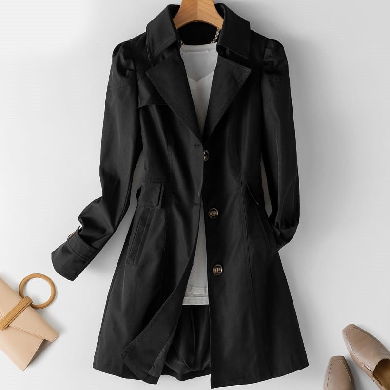 Trenchcoat damski z klasycznym kołnierzem i funkcjonalnymi kieszeniami | L&V - 2 - Livia-Moda