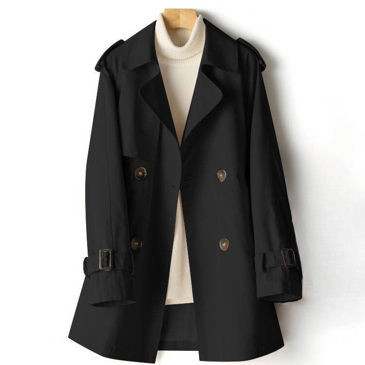 Trenchcoat damski z regulowanym pasem i klasycznym zapięciem | L&V - 3 - Livia-Moda