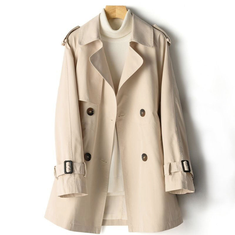 Trenchcoat damski z regulowanym pasem i klasycznym zapięciem | L&V - 4 - Livia-Moda