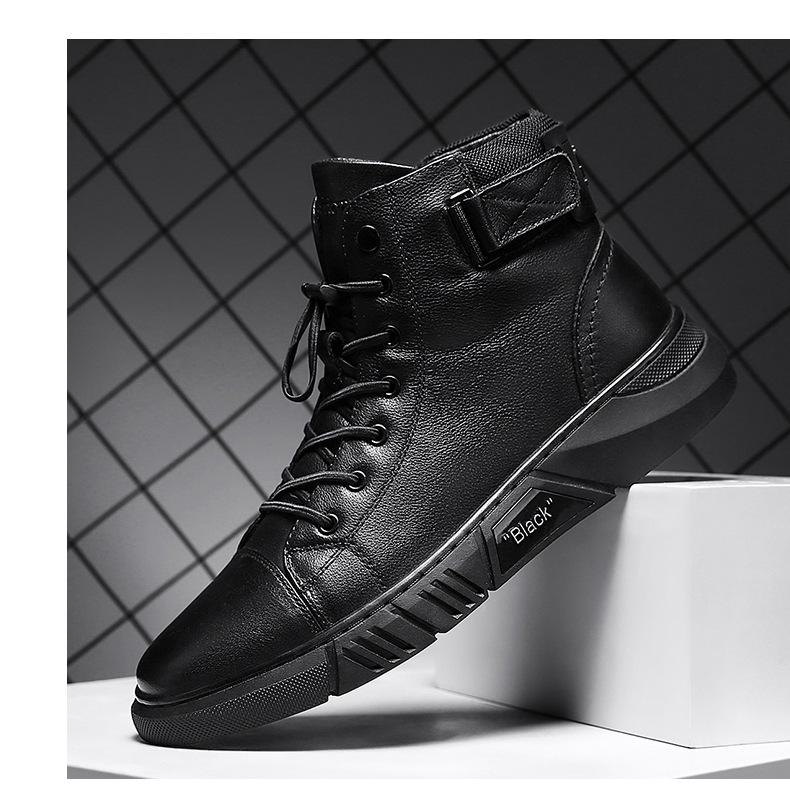 Męskie sneakersy high-top z praktycznym sznurowaniem i modnym detalem | L&V - 6 - Livia-Moda