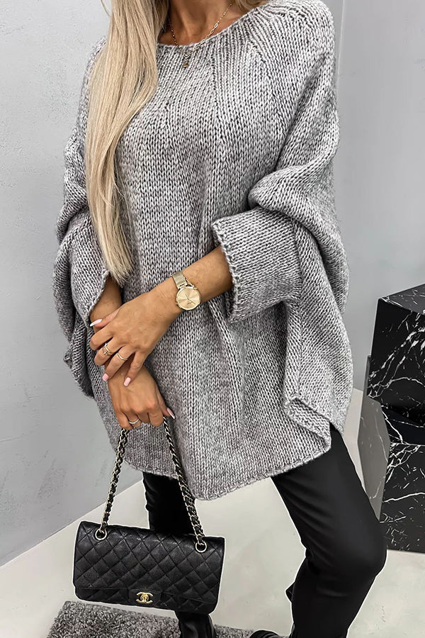 Pullover damski z luźnym krojem i batwingowymi rękawami | L&V - 2 - Livia-Moda