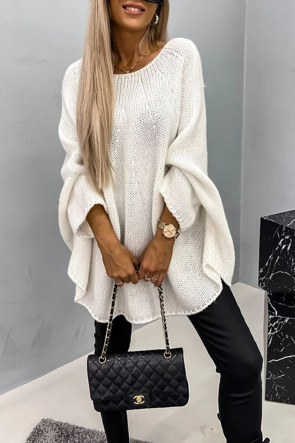 Pullover damski z luźnym krojem i batwingowymi rękawami | L&V - 3 - Livia-Moda