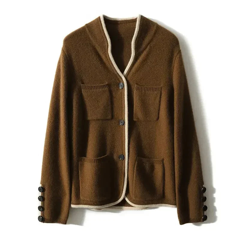 Cardigan damski z guzikami i kieszeniami | L&V - 3 - Livia-Moda