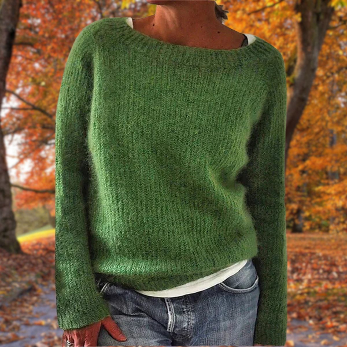 Pullover damski z szerokim dekoltem i luźnym krojem | L&V - 5 - Livia-Moda