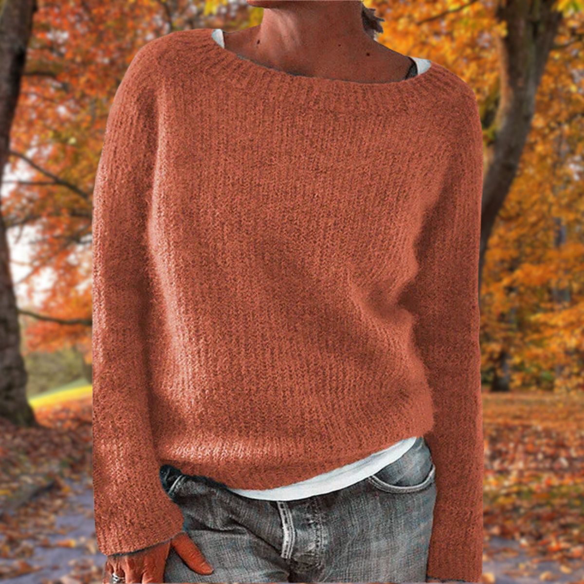 Pullover damski z szerokim dekoltem i luźnym krojem | L&V - 6 - Livia-Moda