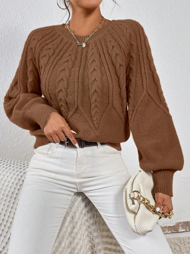 Pullover damski z luźnym krojem i dekoltem w serek | L&V - 4 - Livia-Moda