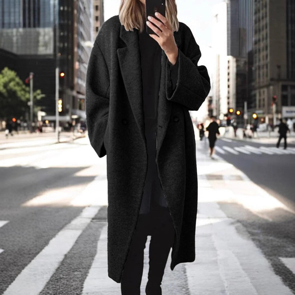 Płaszcz damski oversized z podwójnym zapięciem i luźnym krojem | L&V - 2 - Livia-Moda
