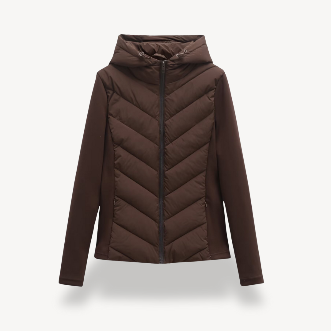 Kurtka damska z kapturem i krojem Chevron | L&V - 1 - Livia-Moda