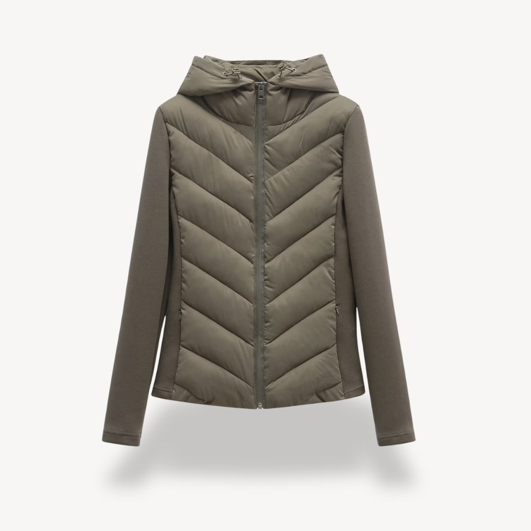 Kurtka damska z kapturem i krojem Chevron | L&V - 2 - Livia-Moda