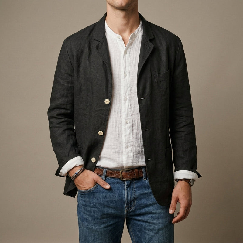 Blazer męski z luźnym krojem i eleganckimi detalami | L&V - 1 - Livia-Moda