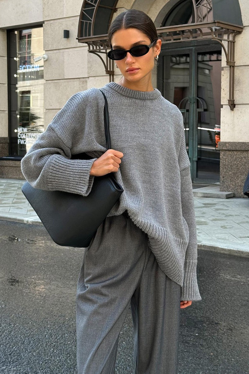 Pullover damski z luźnym krojem i długimi rękawami | L&V - 1 - Livia-Moda
