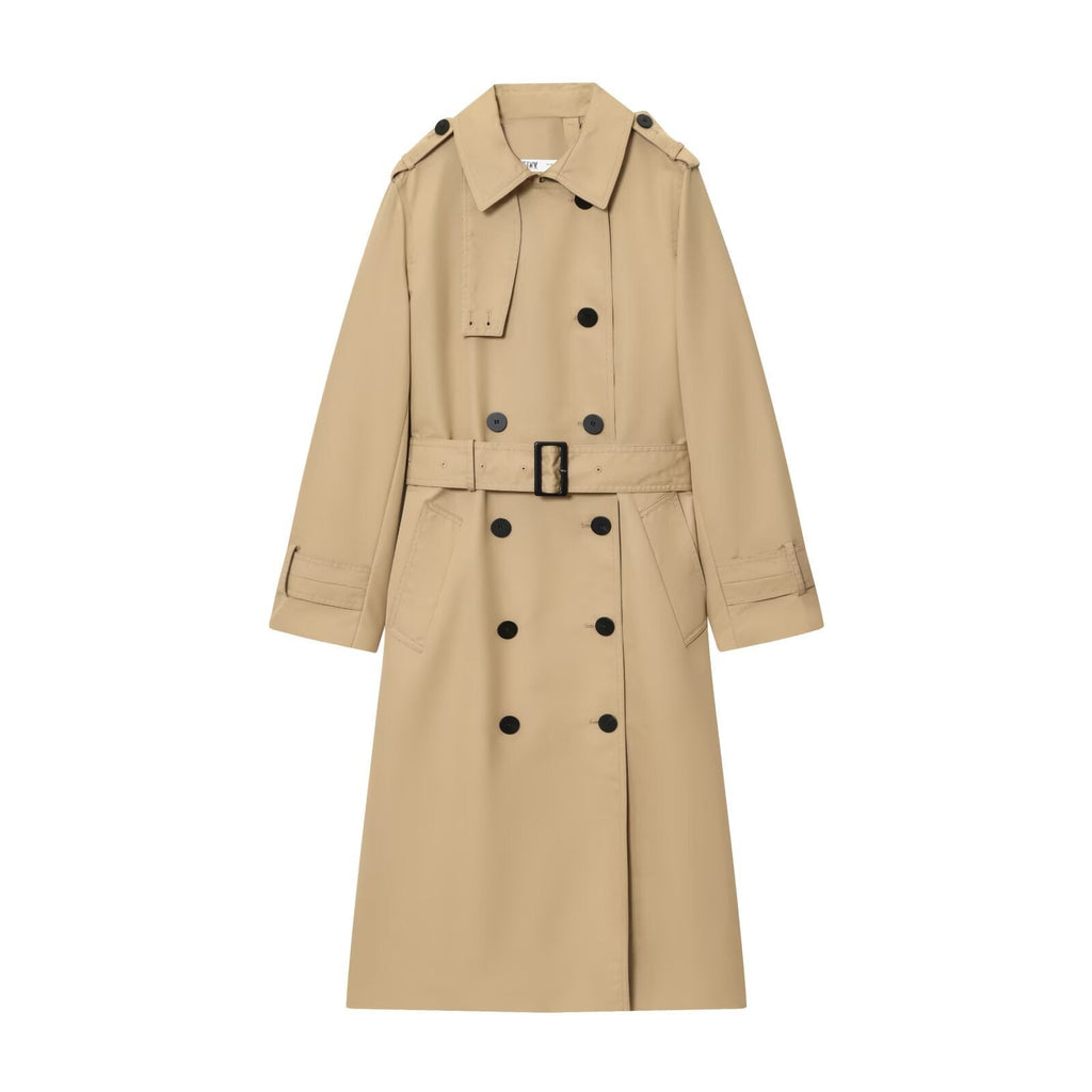 Trench coat Damski - Klasyczny Krój z Odpinanym Paskiem | L&V - 1 - Livia-Moda