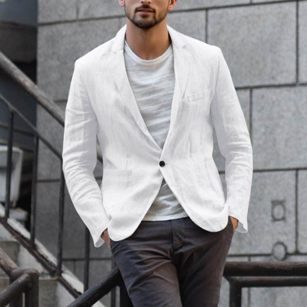Blazer męski o luźnym kroju z jednorzędowym zapięciem | L&V - 4 - Livia-Moda