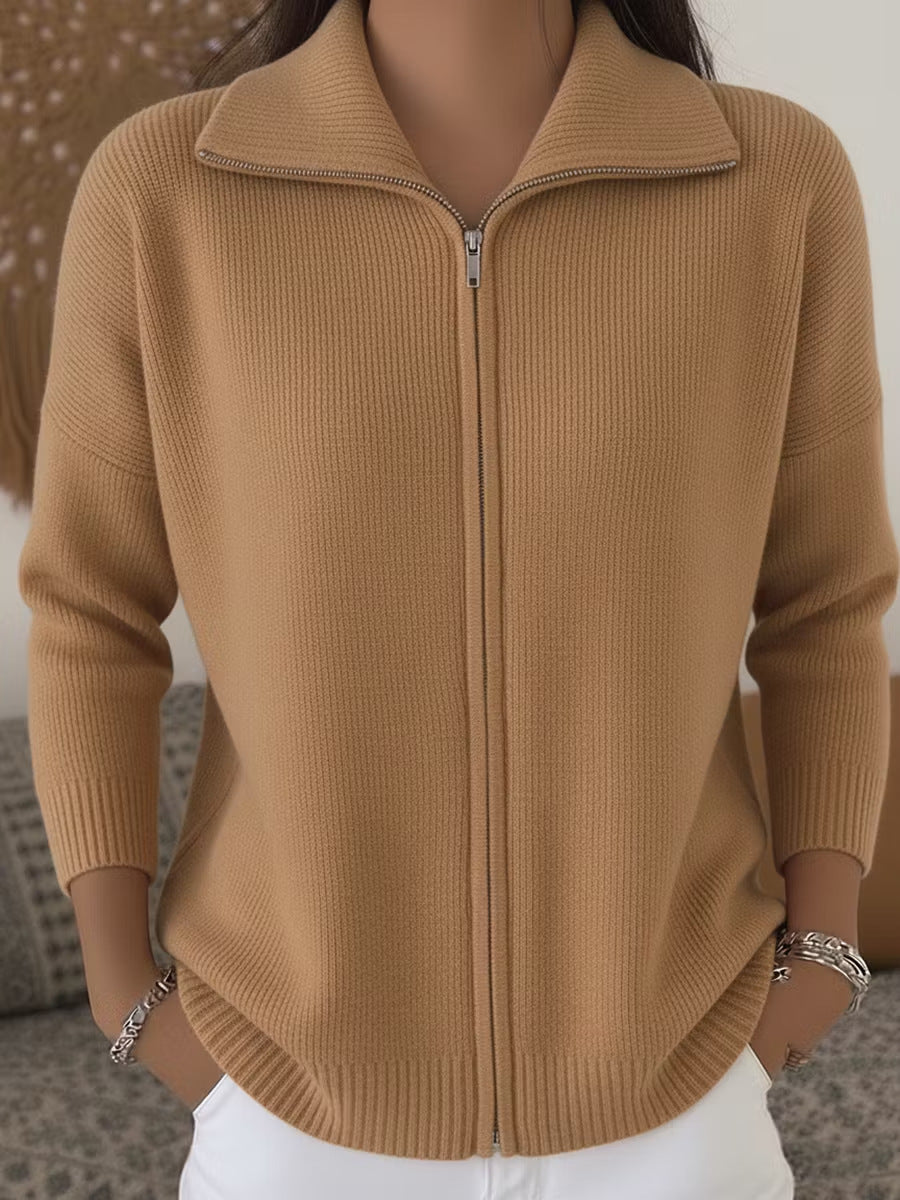 Cardigan damski z zamkiem i stójką | L&V - 4 - Livia-Moda