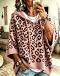 Pullover damski z kapturem w panterkę i luźnym kroju | L&V - 3 - Livia-Moda