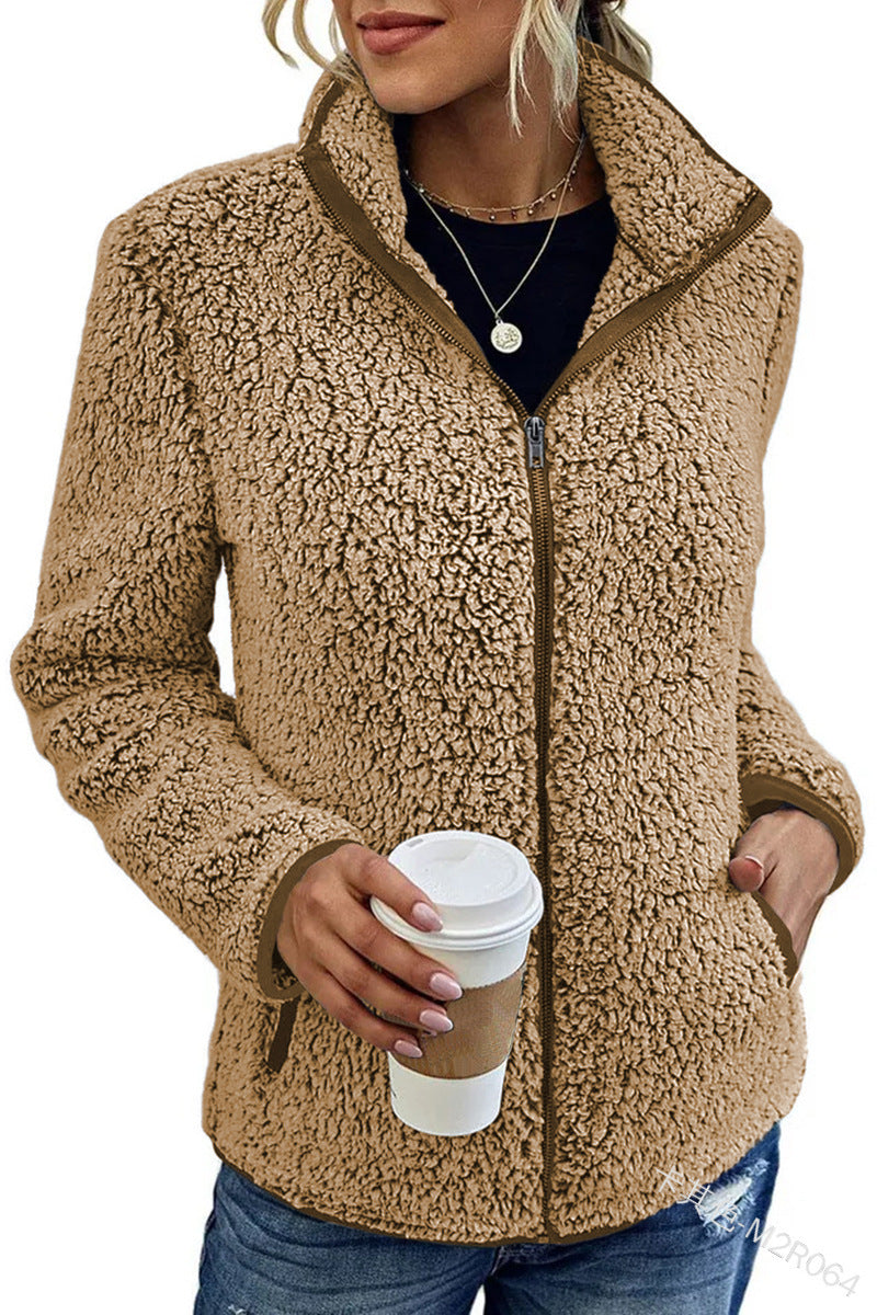 Kurtka damska z zamkiem błyskawicznym i kołnierzem, swobodny krój | L&V - 7 - Livia-Moda
