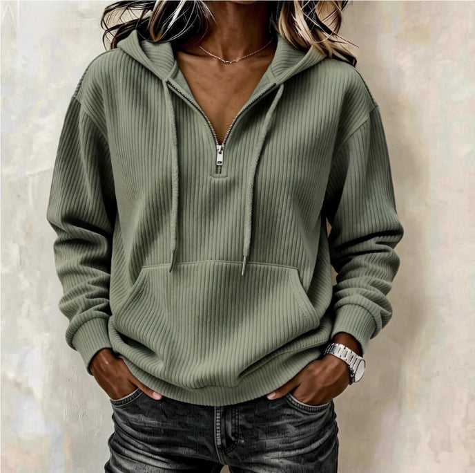 Hoodie Damski z Kapturem i Zamkiem | L&V - 2 - Livia-Moda