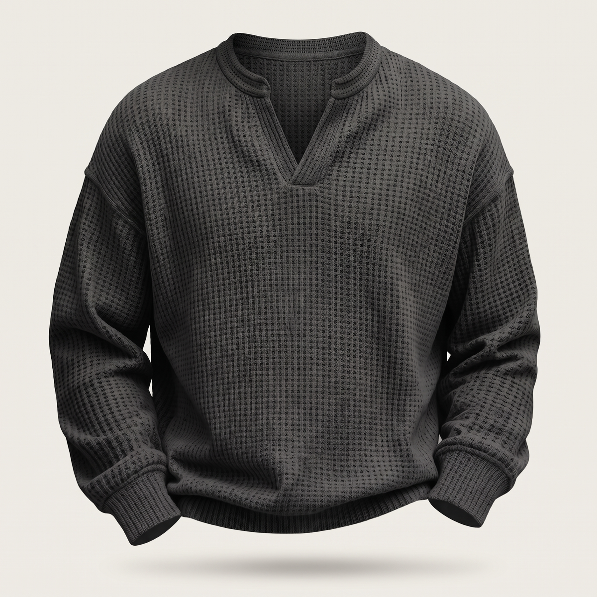 Pullover męski z dekoltem V i strukturalnym wzorem | L&V - 5 - Livia-Moda