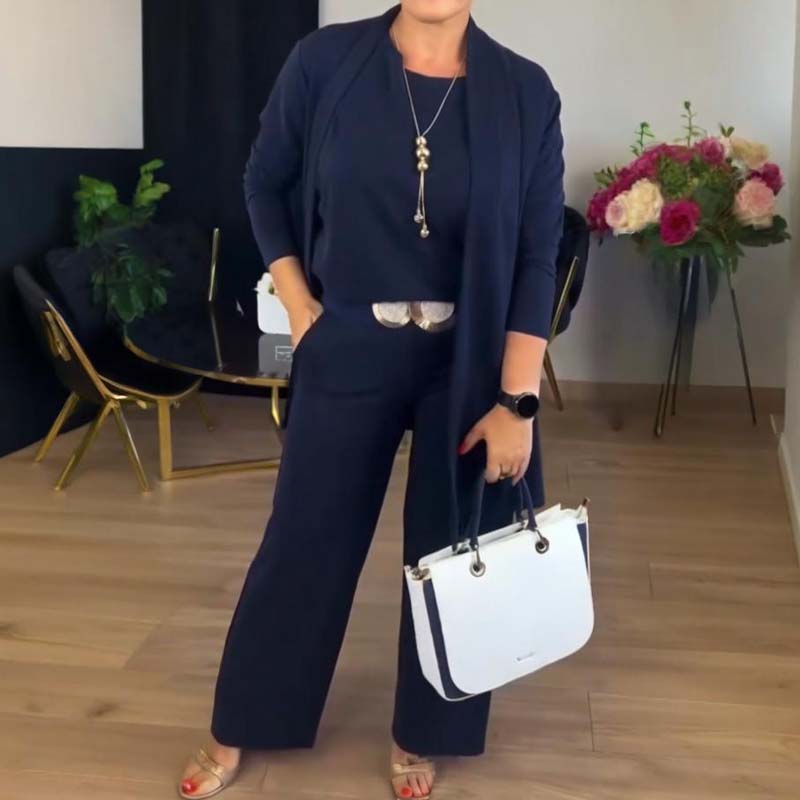 Trendy zestaw damski z kardiganem i spodniami | L&V - 2 - Livia-Moda