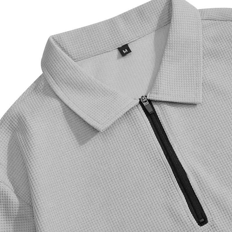 Zestaw męski: Bluza z ćwierć zamkiem i spodnie w luźnym kroju | L&V - 10 - Livia-Moda