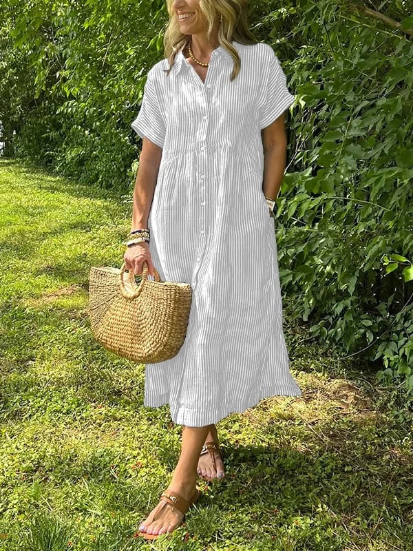 Theresa – Striped Button-Up Summer Dress - Image 2