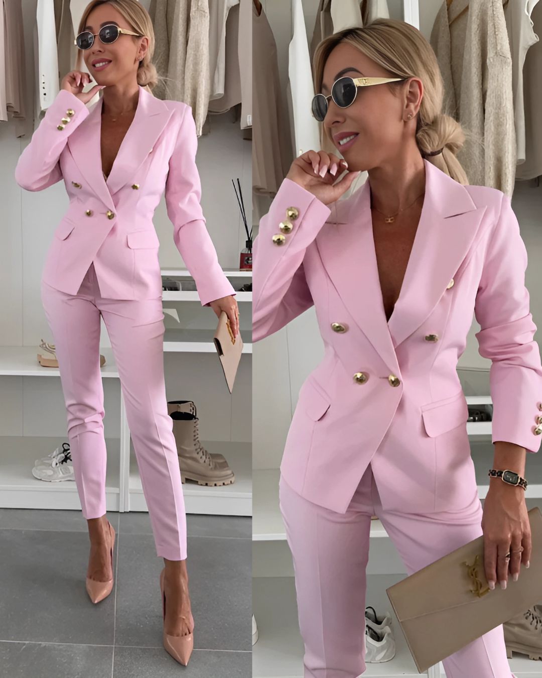 Patrycja – Elegancki Damski Garnitur z Dwurzędową Marynarką