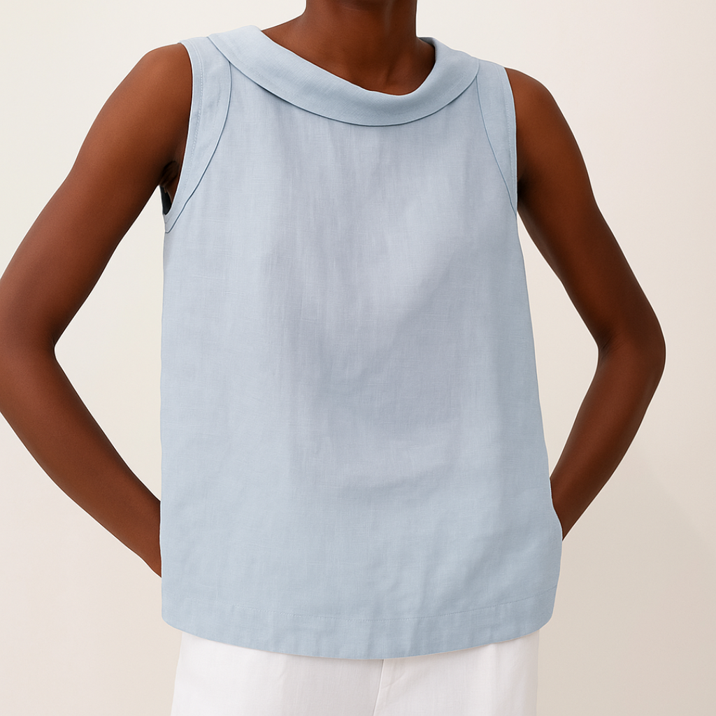 Greta – Sleeveless Roll Collar  Blouse - Image 5