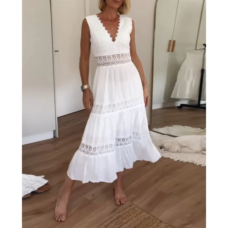 Elvira – Elegant V-neck lace top Dress for Women - Image 12