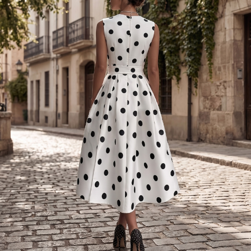Isabella – Elegant Polka Dot Wrap Dress for Women - Image 5