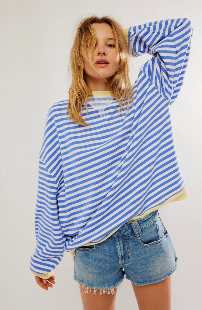 Lena – Damska Oversize Bluza w Paski z Bawełny Premium