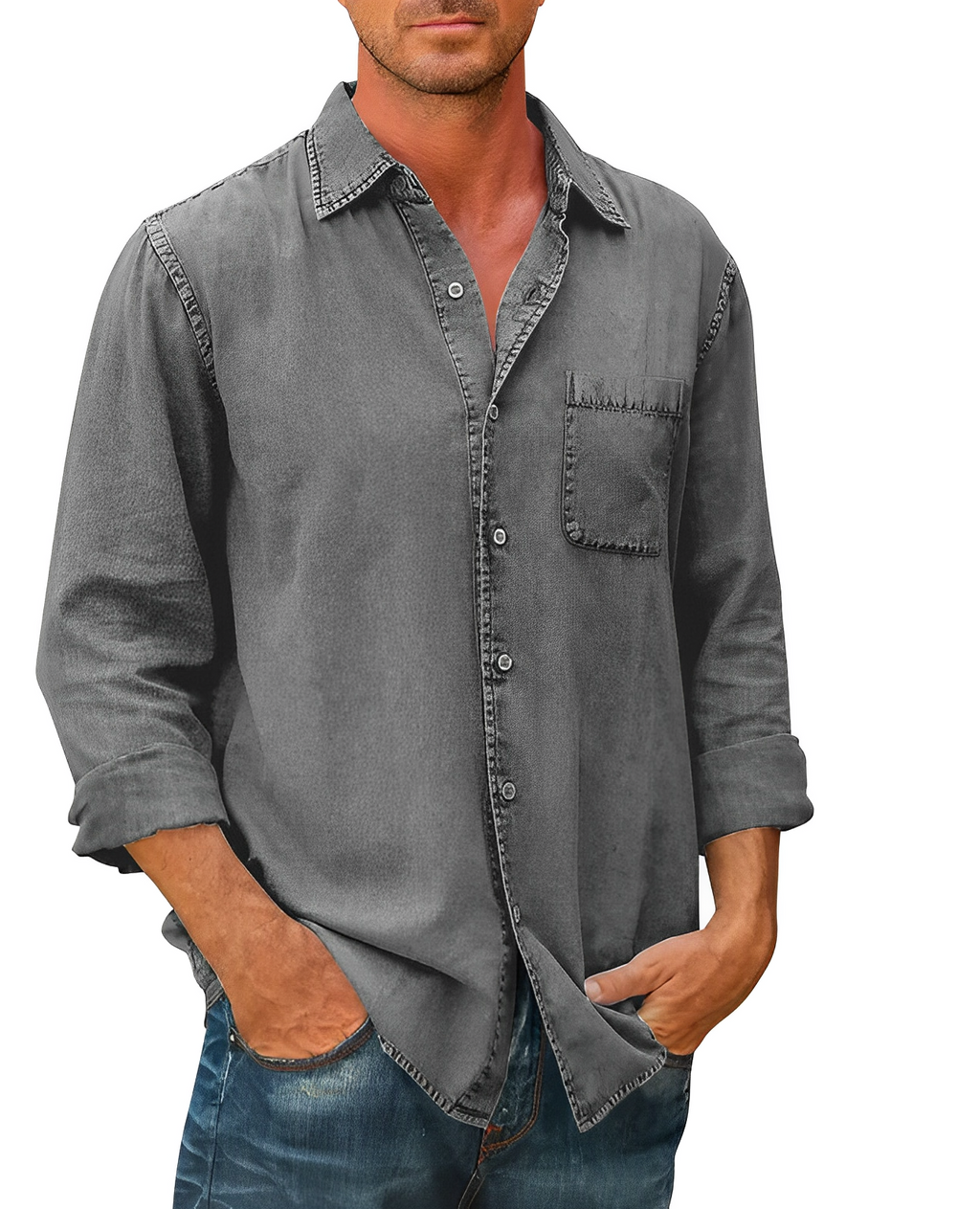 Nils – Long sleeves Button-Up Shirt - Image 4