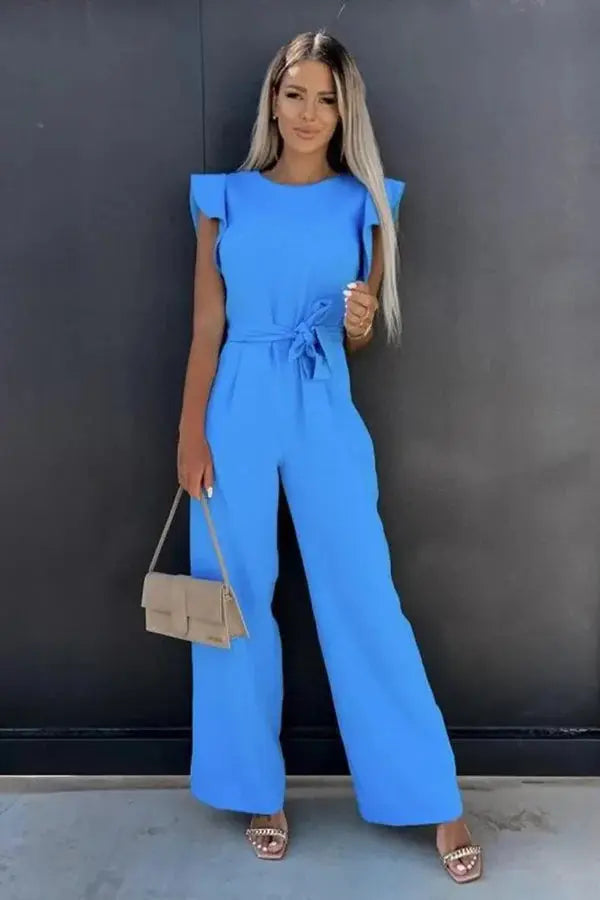 Monika – Elegant Ruffle Sleeve Belted Jumpsuit - Image 4