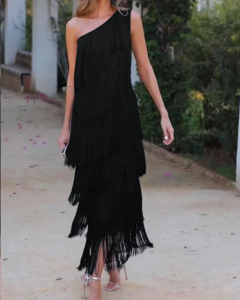 Elvira – Fringe Detail Evening Dress - Image 7