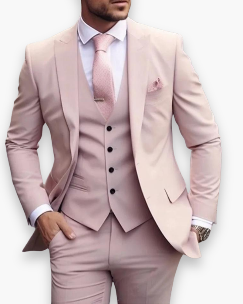 Męski Trzyczęściowy Garnitur z Kamizelką i Eleganckim Krojem | L&V - 4 - Livia-Moda