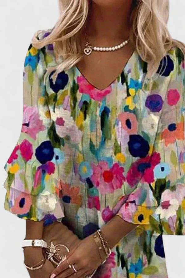 Jette – V-neck Flare Sleeve Dress - Image 3