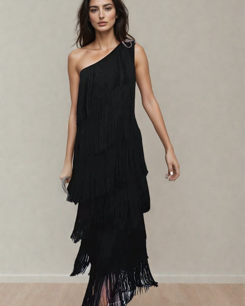 Elvira – Fringe Detail Evening Dress - Image 10