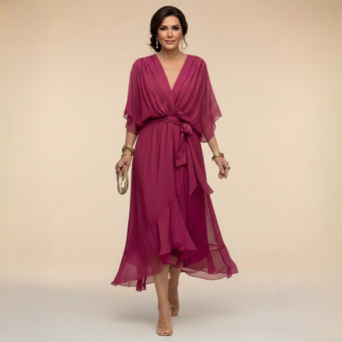 Erika – Elegant Flowing V-Neck Dress - Image 5