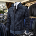 Jakub – Męski sweter zapinany na zamek z eleganckim geometrycznym wzorem