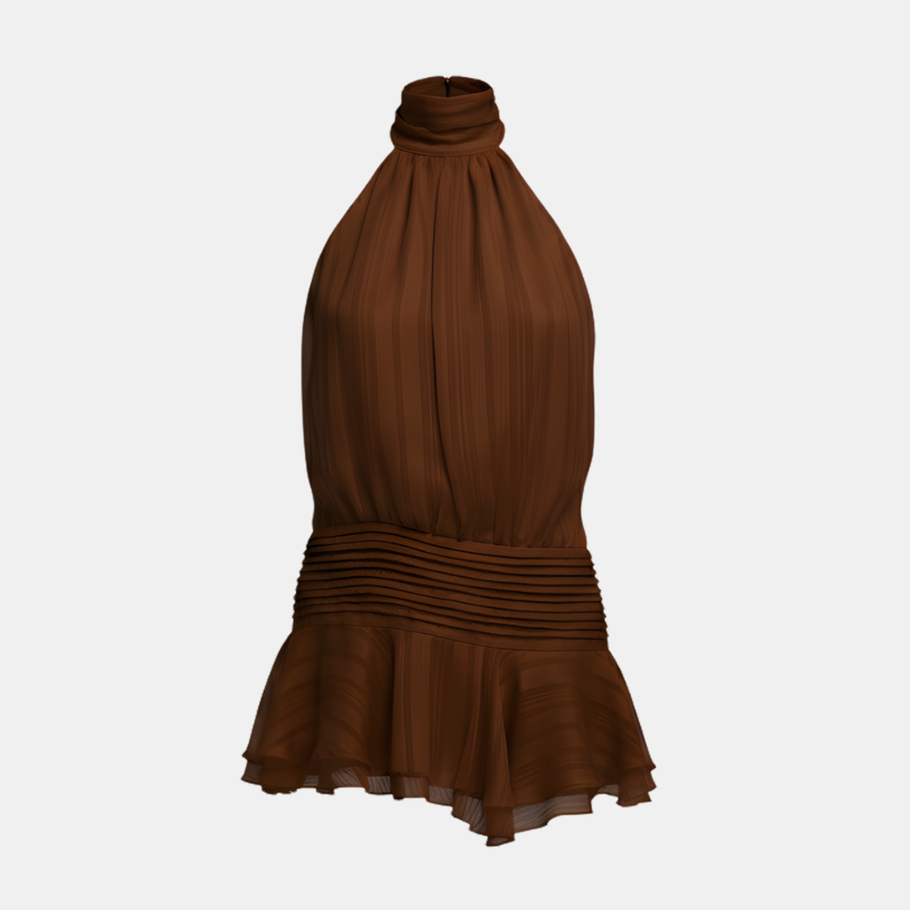 Amelie – Pleated Halter Summer Dress - Image 9