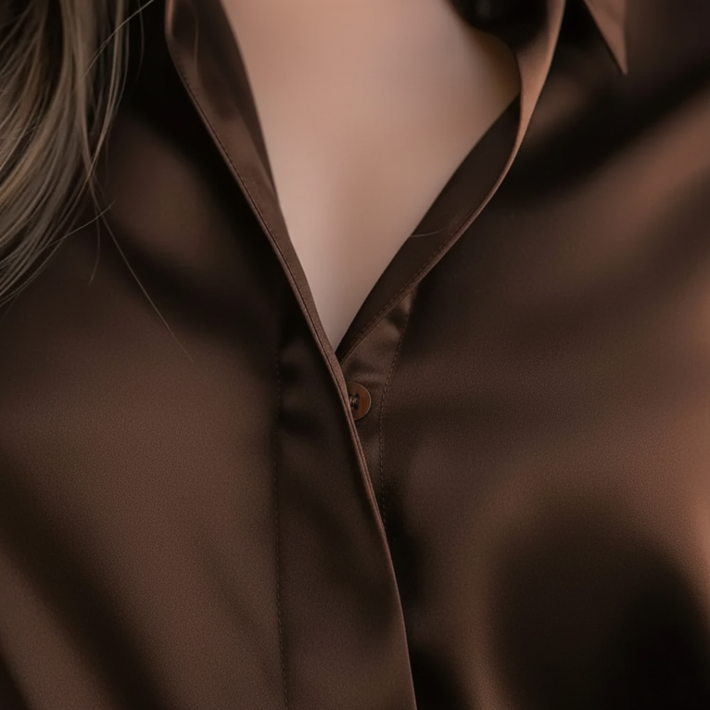 Annemarie – Women Satin Blouse with Long Sleeves - Image 2