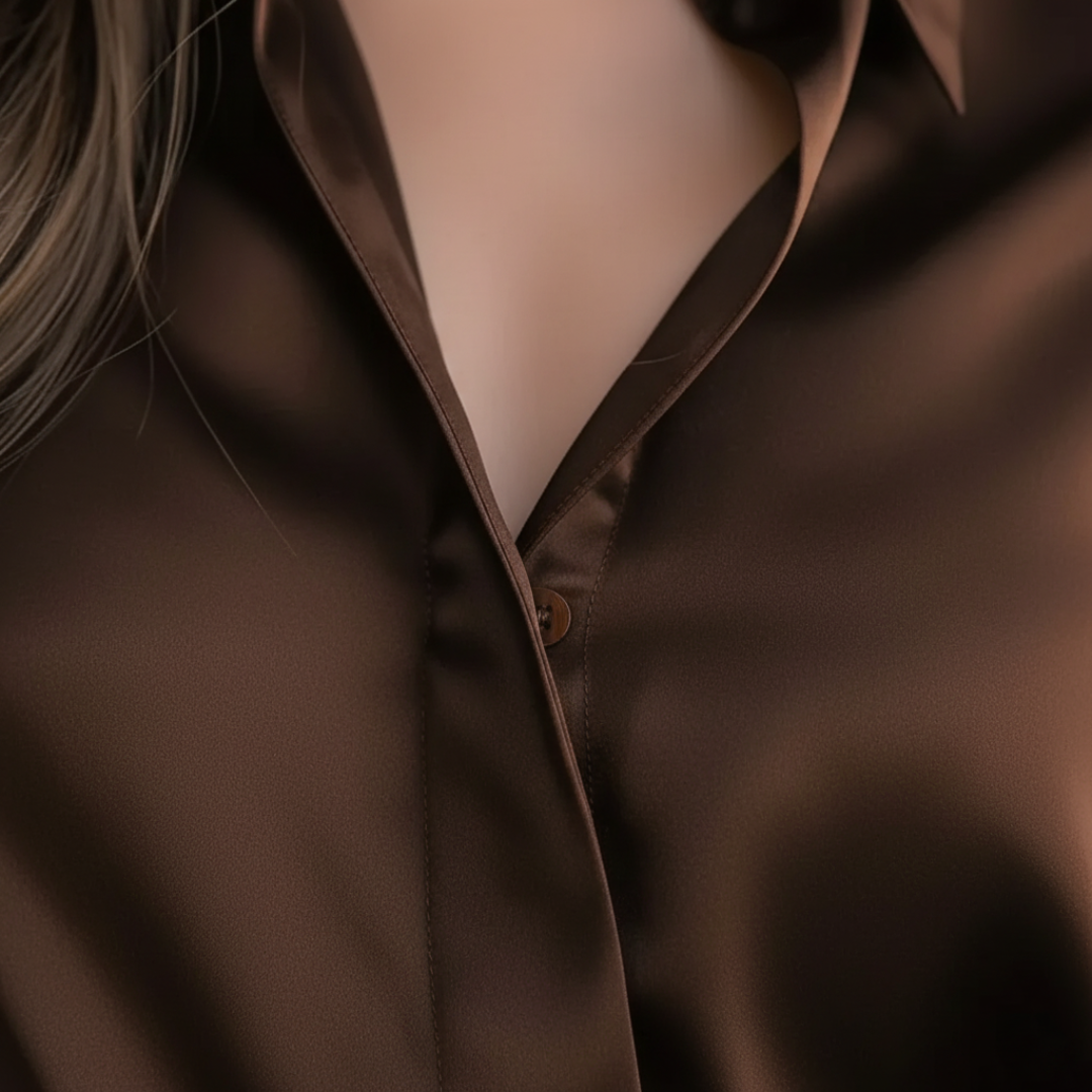 Annemarie – Women Satin Blouse with Long Sleeves - Image 2