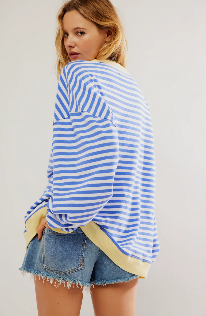 Lena – Damska Oversize Bluza w Paski z Bawełny Premium