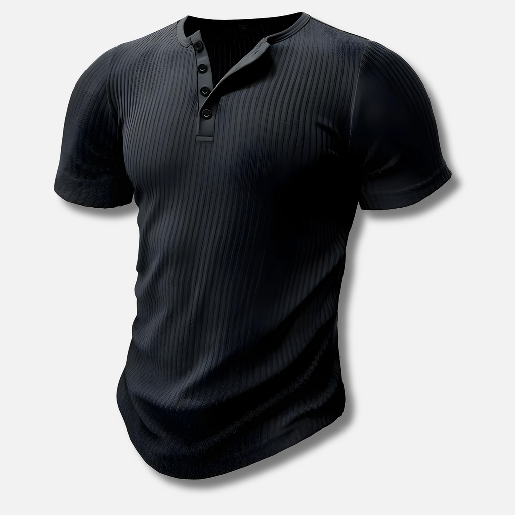 David – Ribbed Henley Shirt - Image 2