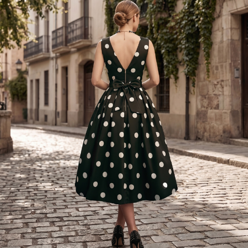 Isabella – Elegant Polka Dot Wrap Dress for Women - Image 2