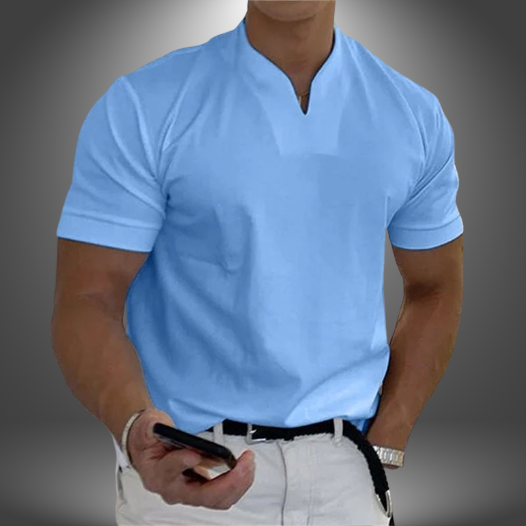 Ethan – Men’s Casual V-Neck Short Sleeve Shirt - Image 2