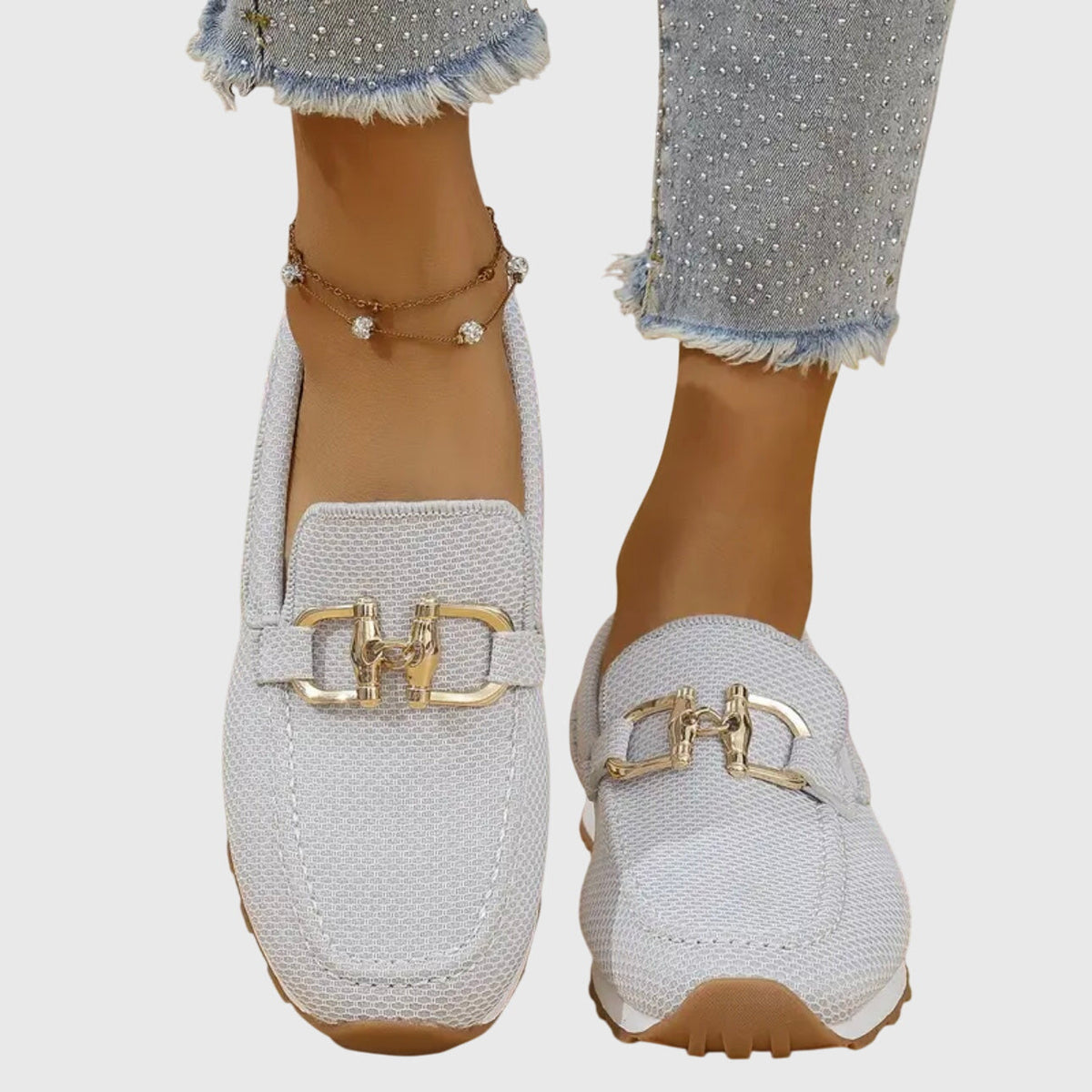 Britta – Women Metal Accent Slip On Loafers - Image 7